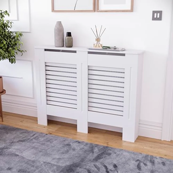 Vida Designs Milton Heizkörperabdeckung, weiß, moderner lackierter MDF-Schrank, mittelgroß (H: 82 / B: 111 / T: 19 cm) – Bild 7