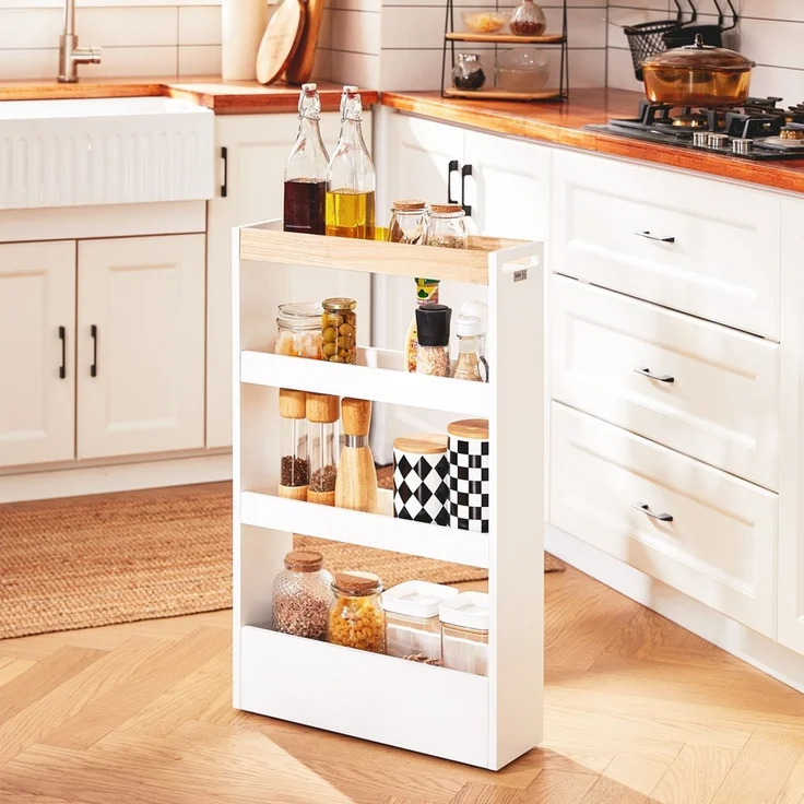 SoBuy NSR12-W Küchenwagen, MDF, Lackiert, Weiß, 50 x 80 x 15 cm – Bild 9