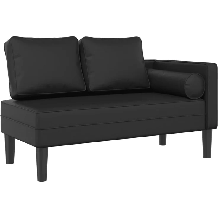 vidaXL Chaiselongue mit Kissen, Schwarz Kunstleder, 116,5 x 62 x 57,5 cm – Bild 2