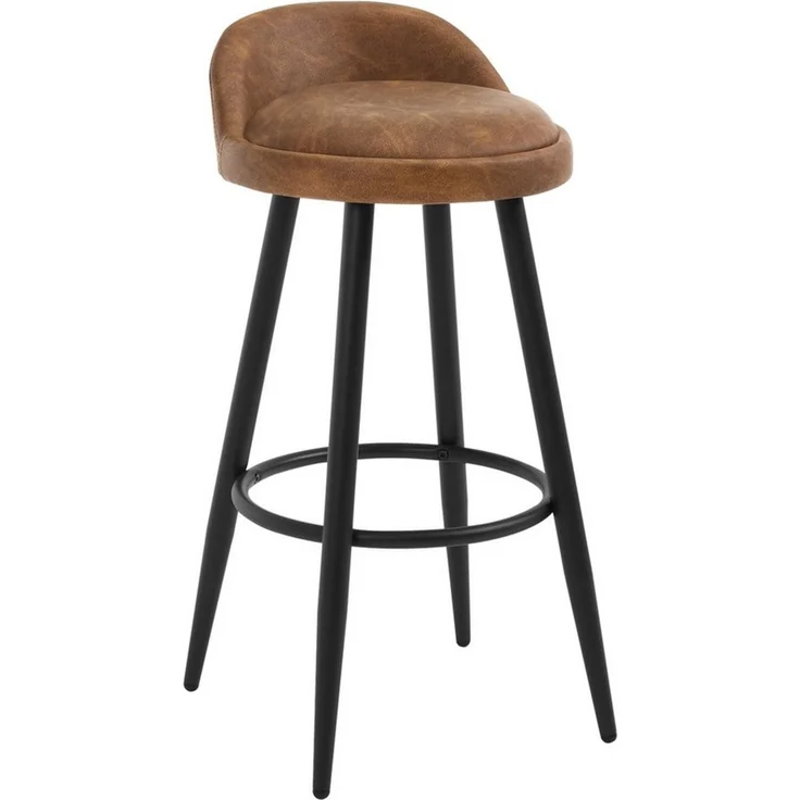 Woltu Barhocker (1 St), Barstuhl Hocker Bistrohocker aus Kunstleder braun – Bild 1