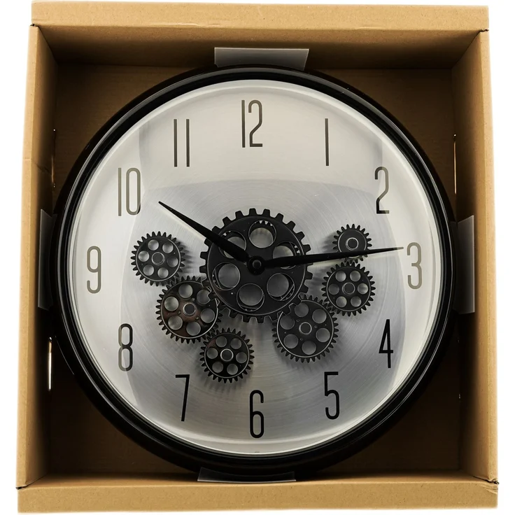 Wanduhr mit Zahnrädern - ø35 x 9 cm, Analog im Industrial-Look Schwarz – Bild 5