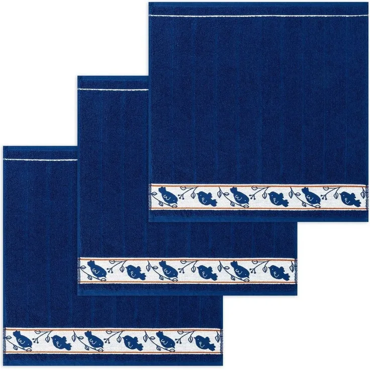 Kracht Geschirrtuch Piepmatz, (Set, 3-tlg, Set), 3er Pack Frottee Küchenhandtücher (3 Stück) ca. 50x50 cm Baumwolle
