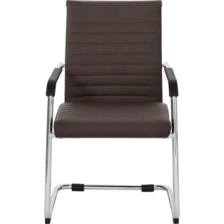 2er-Set Besucherstuhl HWC-Q85, Konferenzstuhl Freischwinger, Metall Kunstleder 280 g/m² ~ dunkelbraun – Bild 7