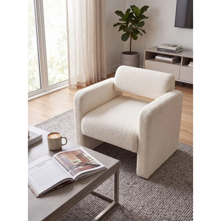 Sessel HALLSBERG Bouclé Cremeweiß – Bild 3