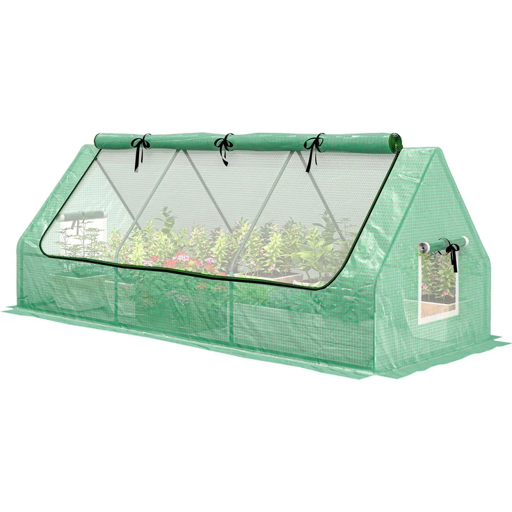 MELAYR, Terrassengewächshaus Mini-Gewächshaus 240x90x90 cm mit Netzfenstern für den Anbau von Gemüse und Blumen grün – Bild 2