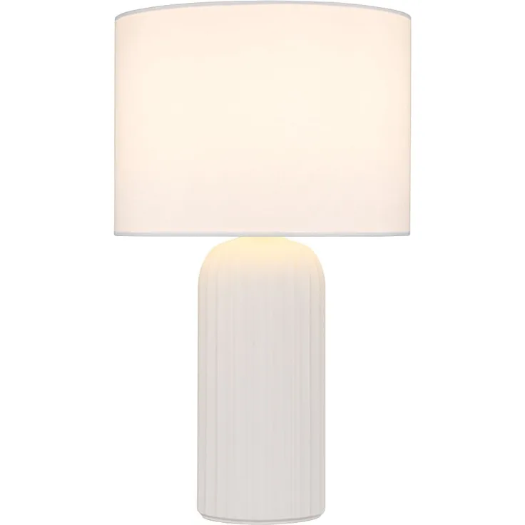 Tischleuchte, Keramik, weiß, E27, Schnurschalter, H 36 cm