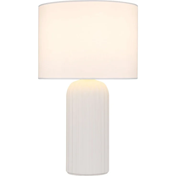 Tischleuchte, Keramik, weiß, E27, Schnurschalter, H 36 cm – Bild 1