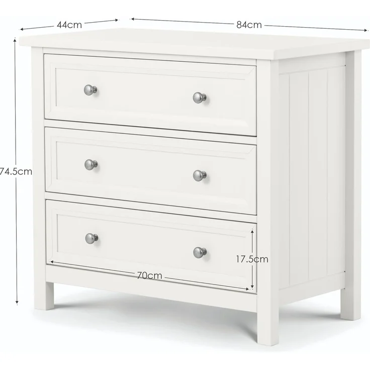 Julian Bowen Kommode Maine mit 3 Schubladen, Surfweiß – Bild 3