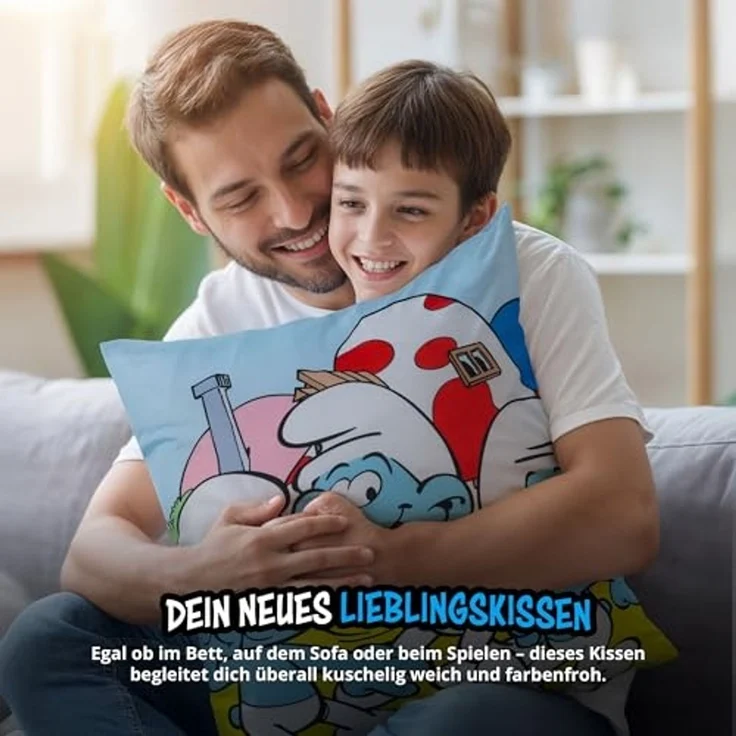United Labels® Dekokissen Die Schlümpfe Kissen Plüsch Zierkissen Kopfkissen 40x40 cm – Bild 3