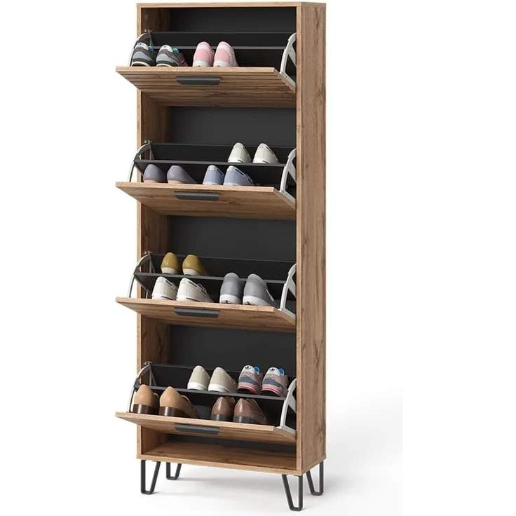 Schuhkipper Amber Eiche Wotan 60 x 168 cm mit 4 Fächern Vicco – Bild 6