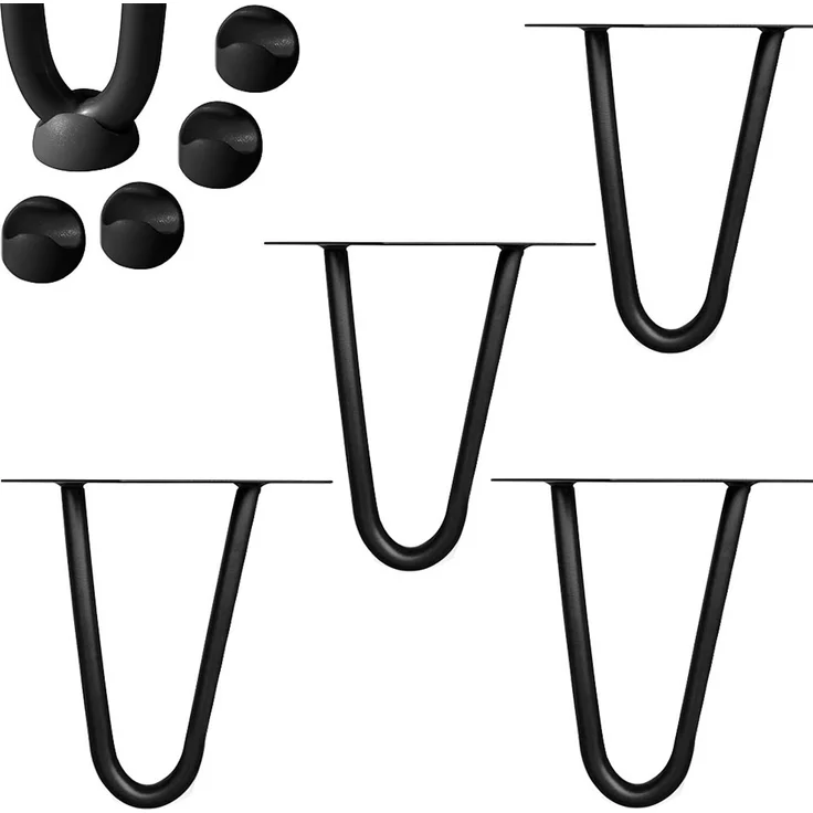 Tischbeine 4x Hairpin 10 cm Haarnadelbeine Schwarz Gestell Möbelfüße Tischkufen – Bild 1