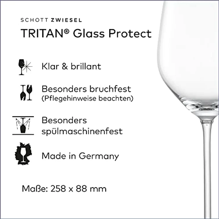 SCHOTT ZWIESEL Rotweinglas Fortissimo (4er-Set), edle Kristallgläser für Rotwein oder Wasser, spülmaschinenfeste Tritan-Weingläser, Made in Germany (Art.-Nr. 123681) – Bild 2