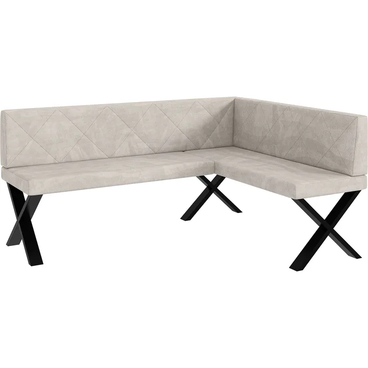 MEBLINI Eckbank für Esszimmer - Küchenbank - Essecke - Sitzecke Küche - ERIC - X-Beine 128x168x87cm Rechts - Beige Samt