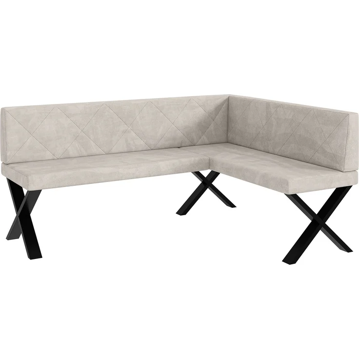 MEBLINI Eckbank für Esszimmer - Küchenbank - Essecke - Sitzecke Küche - ERIC - X-Beine 128x168x87cm Rechts - Beige Samt – Bild 1