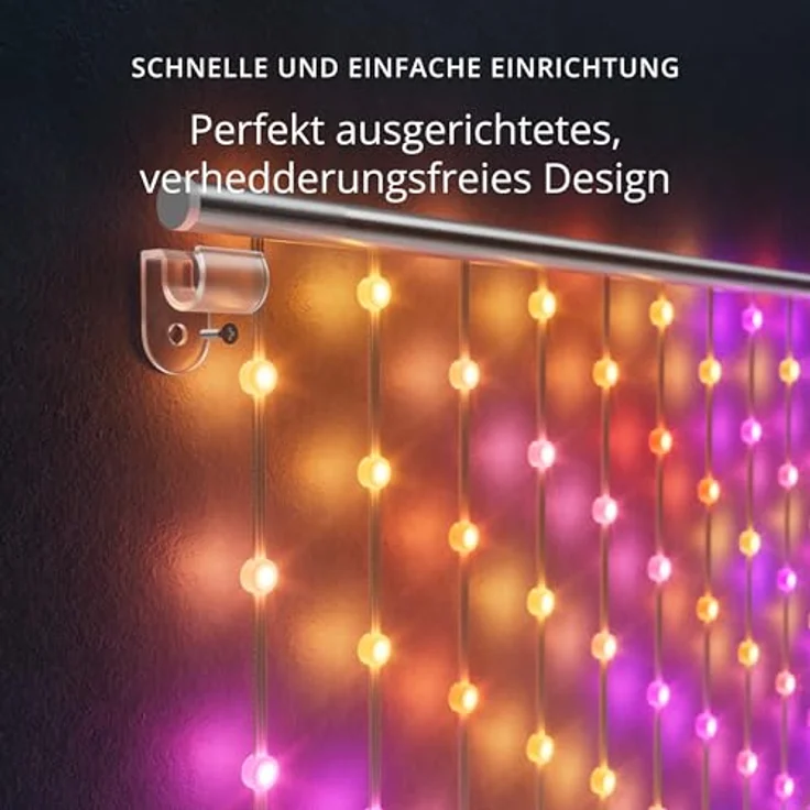 Twinkly Matrix 500 LED RGB, LED-Vorhang mit hoher Dichte, Smarte Mehfarbige RGB Gaming-Lichter, Kompatibel mit Razer Chroma, Omen, Alexa, Google Home, App-Steuerung, Transparentes Kabel, 0.5x2.4 m – Bild 6