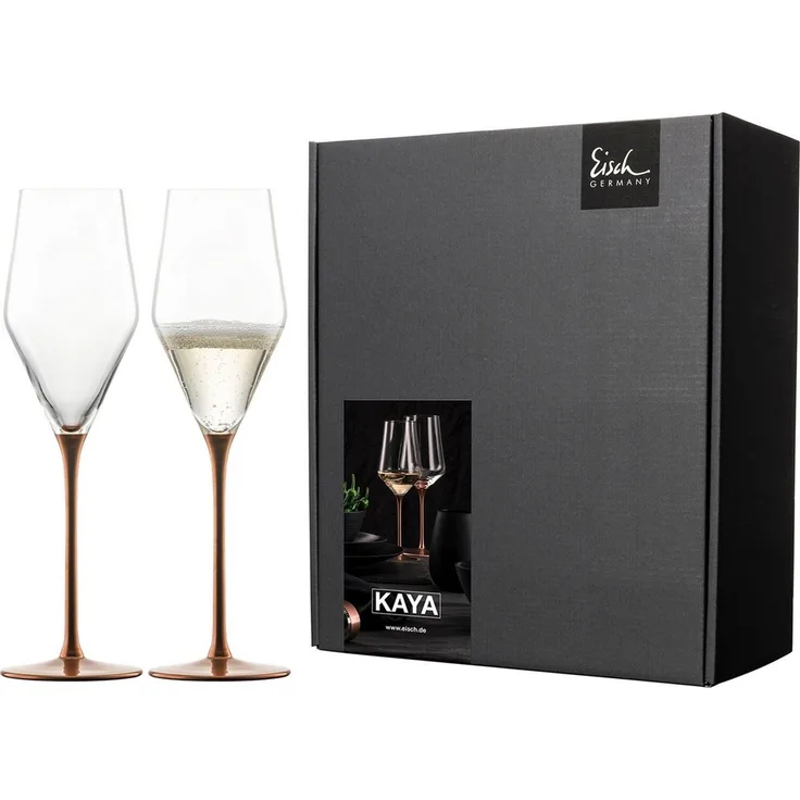 Eisch KAYA Champagnerglas 260 ml kupfer 2er Set im Geschenkkarton