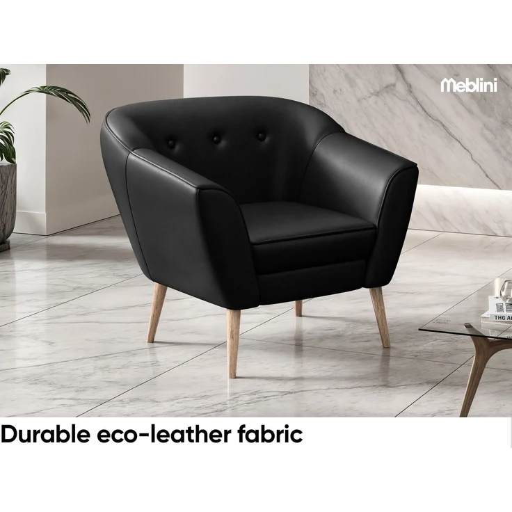 MEBLINI Sofa-Set DORIS 3+2+1 - Grau Kunstleder - für Wohnzimmer - Mini Lounge für sechs Personen - Küchensofa - Sofa Klein - Sitzgarnitur - Polstergarnitur - Sofagarnituren – Bild 4