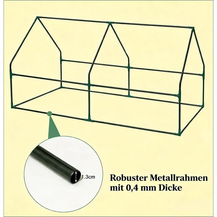 Wohnora-Mini-Gewächshaus,Robuste Pflanzen Gewächshaus,Gewächshaus im Freien,H 90cm x T 180cm x B 90cm,Grün – Bild 4