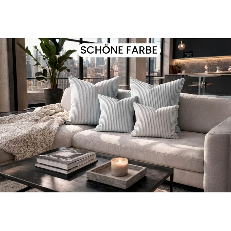Amilian Dekokissen Sofakissen 4er Set mit Füllung - 2x 45x45 + 2x 35x45 cm, Hotelverschluss, waschbar, formstabil – Bild 4