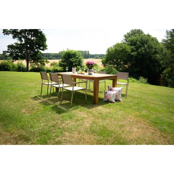 acamp Gartenmöbelset Skye beige 7tlg. Edelstahl mit Tisch Old Java 21270