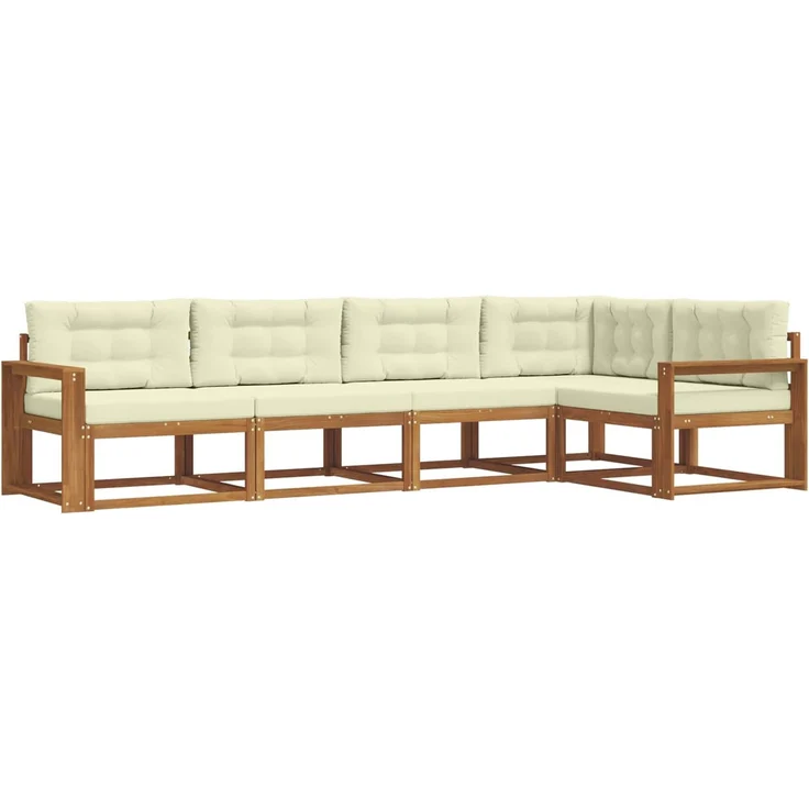 vidaXL Outdoor-Sofagarnitur 5 stk. 5-Sitzer Natur und Creme 3367583 – Bild 2
