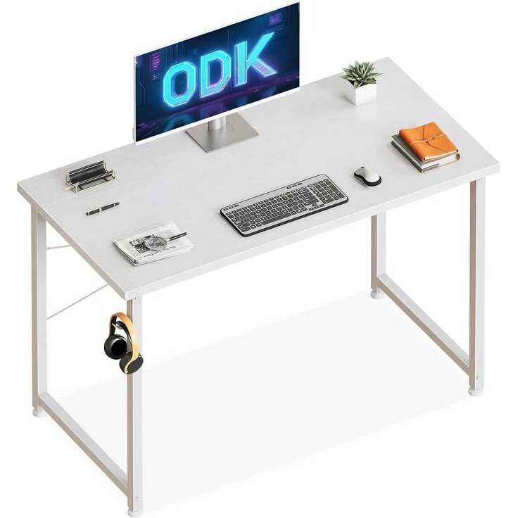 ODK Klein Schreibtisch Weiß 100×48cm Computertisch mit Aufbewahrungstasche – Bild 1