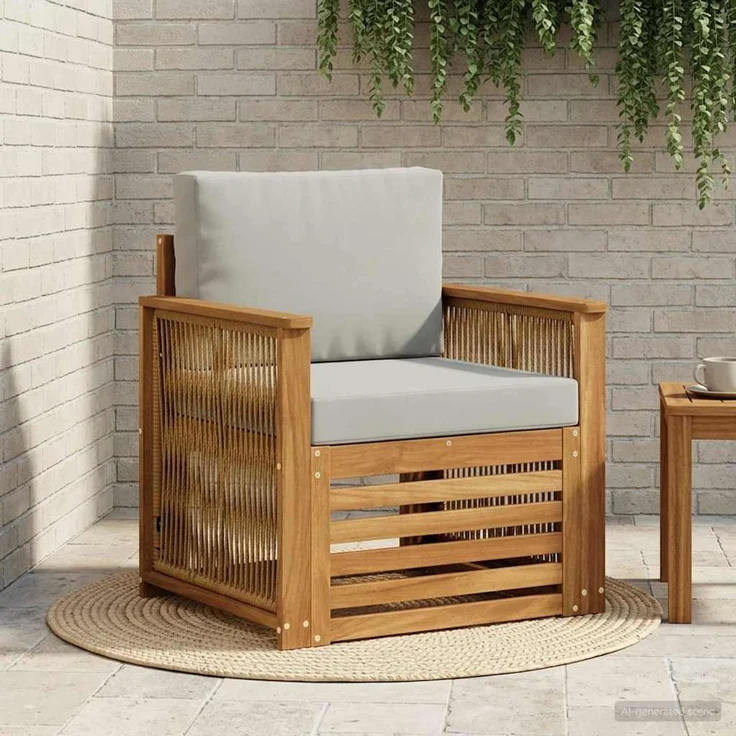 vidaXL Outdoor Mittelsofa Natur und Hellgrau Massivholz Akazie 3438915 – Bild 1