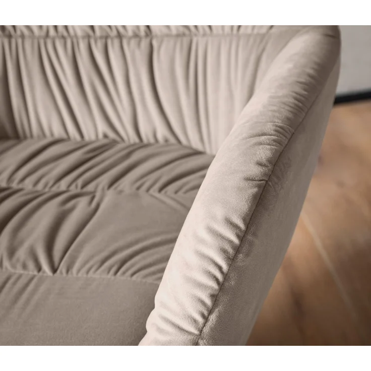 Wohnling Loungesessel Samt Beige gepolstert Metallbeine mit Rückenlehne und Armlehnen 64x68x74 cm – Bild 5