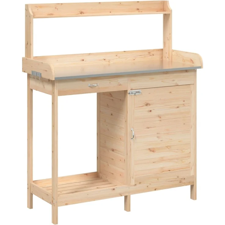 vidaXL Pflanztisch mit Schrank 110,5x45x124,5 cm Massivholz Tanne 156343 – Bild 2