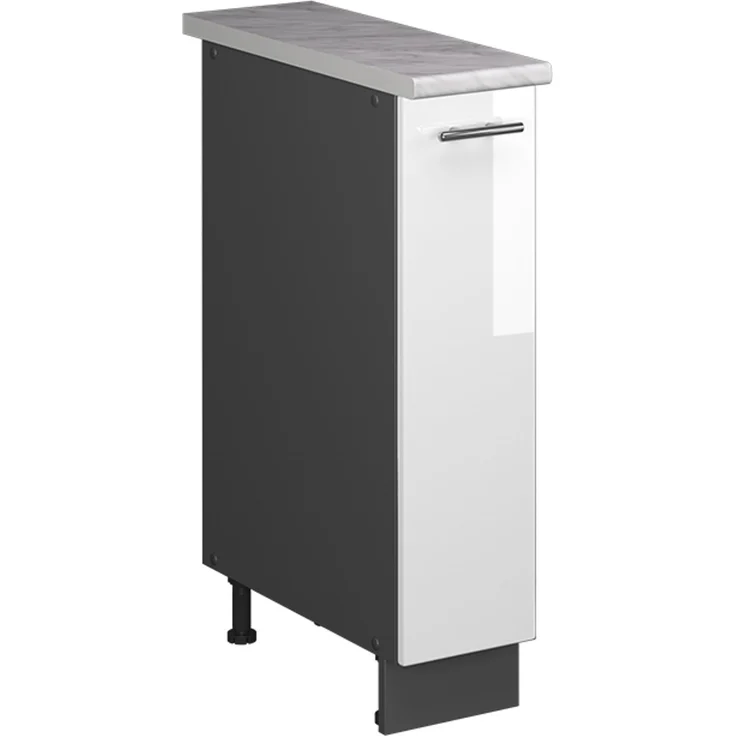 Apothekerschrank Fame-Line Weiß Hochglanz/Anthrazit 20 cm, AP Marmor Vicco – Bild 1