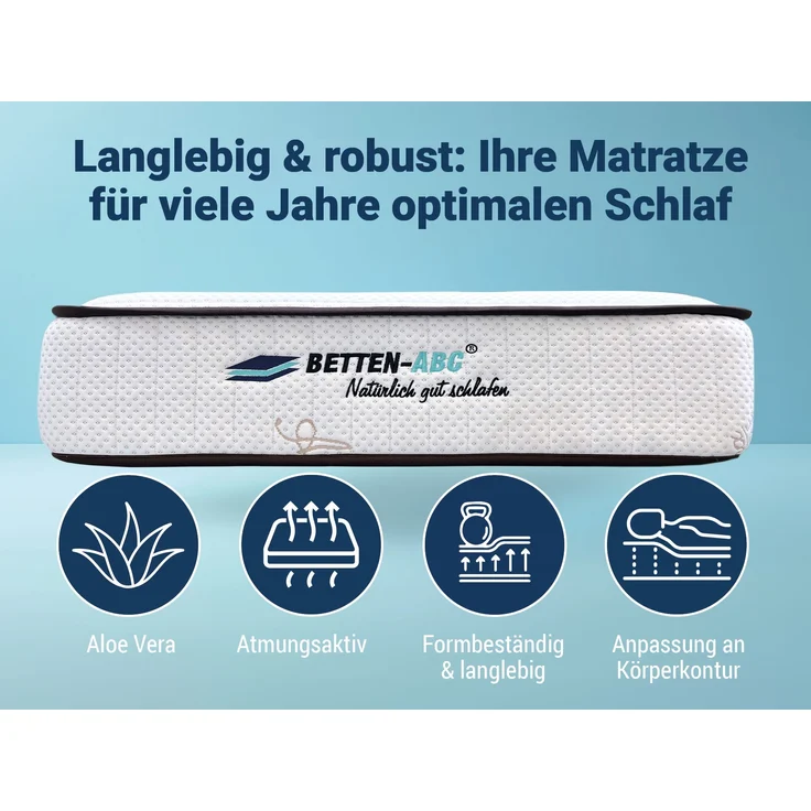 Betten-ABC Hotelmatratze SafeSleep - mittelfeste Kaltschaummatratze mit robustem Klimafaserbezug, Größe: 160 x 200 cm – Bild 5