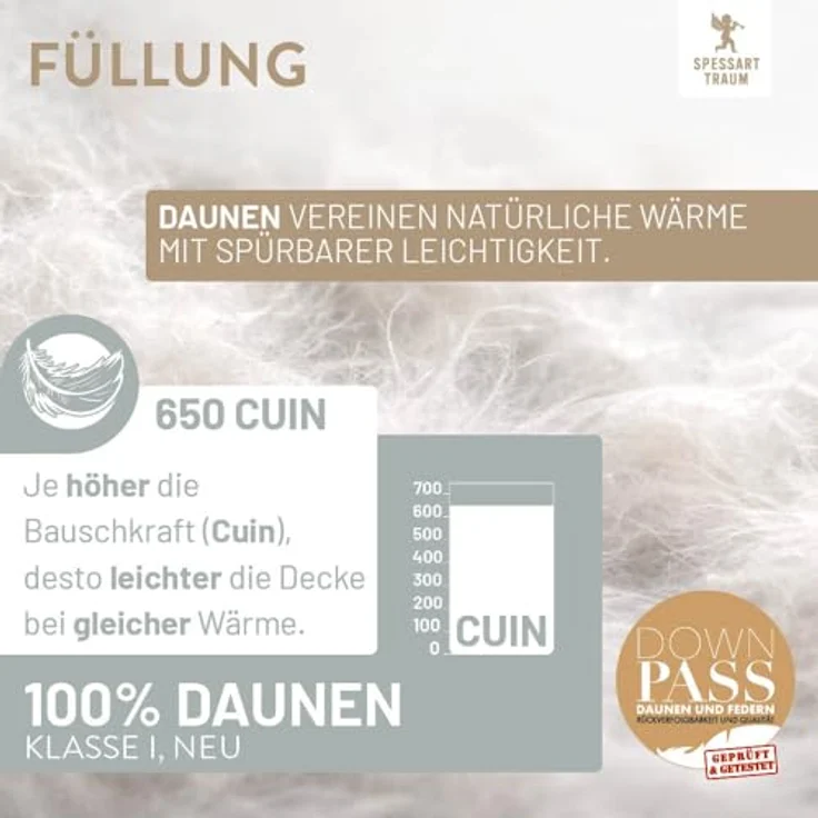 Spessarttraum Daunen Kassettendecke Silber extra warm, Füllung: 100% Daunen|155x220 cm – Bild 4