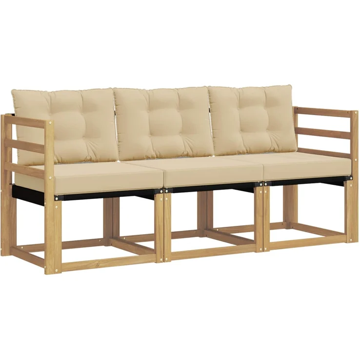 vidaXL Outdoor-Sofagarnitur 3 stk. 3-Sitzer Weiß und Beige 3389155 – Bild 2