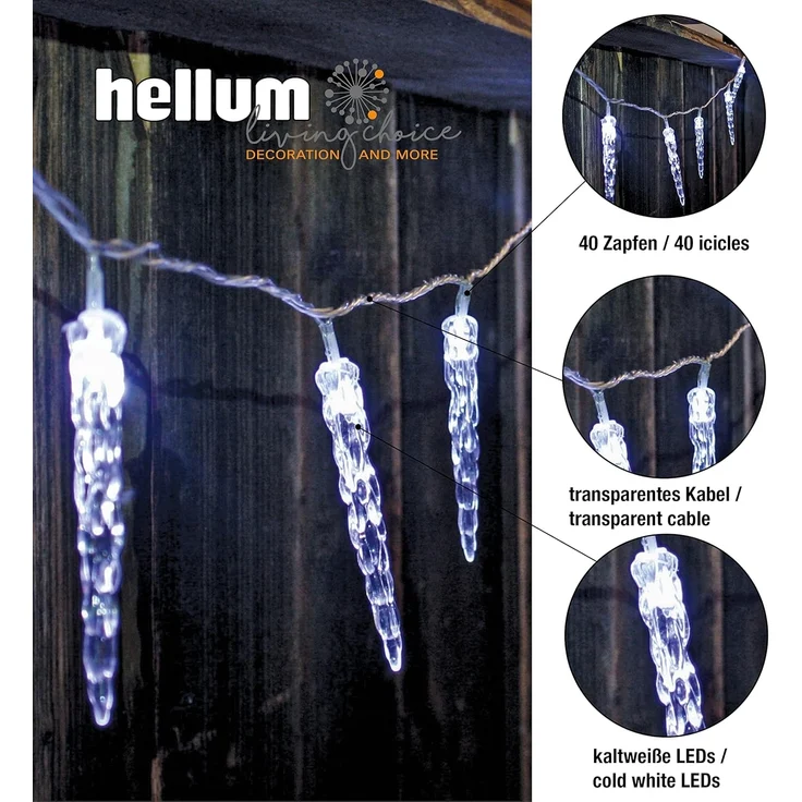 Hellum LED-Eiszapfen-Lichterkette 40-tlg. cws außen 564433 – Bild 3