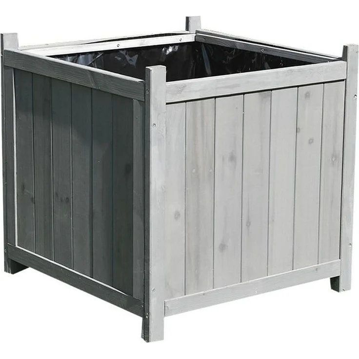 Blumenkübel Holz Pflanzkasten Blumentrog Blumentopf Blumenkübel grau – Bild 3