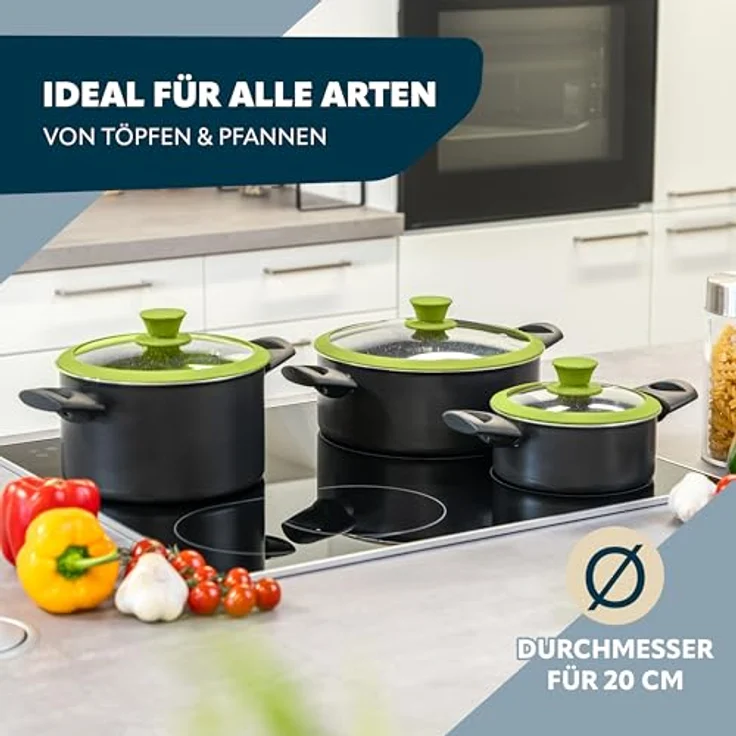 Glasdeckel mit Silikonrand für 20 cm Töpfe und Pfannen, grün – Bild 3