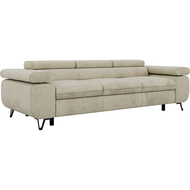 3-Sitzer Polstersofa PETER, verstellbaren Armlehnen und Kopfstütze, breite 262 cm, Gepolsterte Couch, Wellenfeder - Beige Velvet – Bild 6