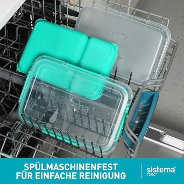 Sistema To Go Stax Frischhaltedosen | 1 L | 3 luftdichte Behälter mit Fächern | Auslaufsichere Versiegelung | Lunchbox Kinder & Erwachsene – Bild 7