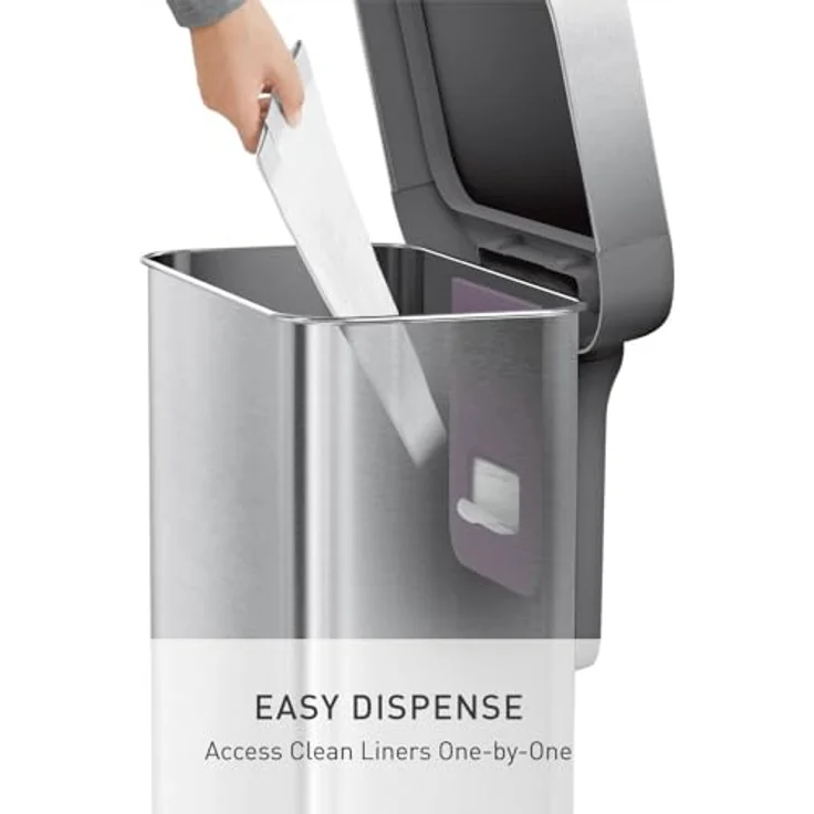 Simplehuman 45L rechteckiger Behälter mit Liner-Tasche, gebürstet – Bild 6