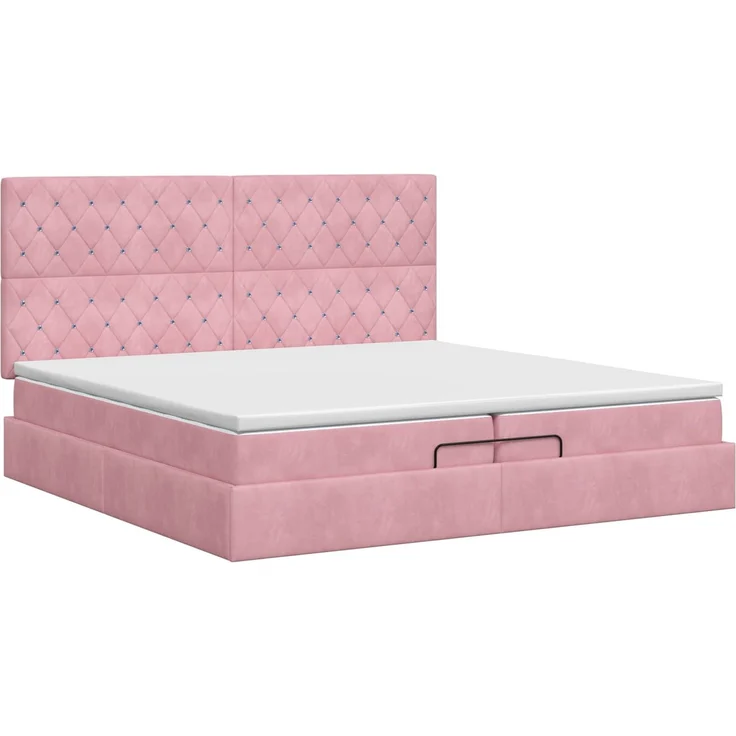 vidaXL Ottoman Bett mit Matratze mit Kopfteil Rosa 200 x 200 cm Samt 3457676 – Bild 8