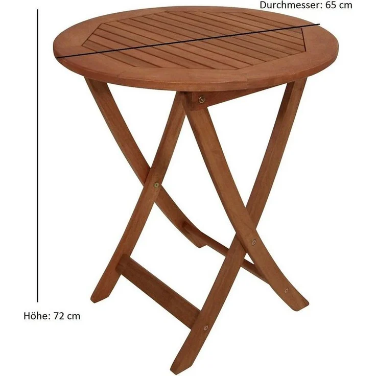 TPFGarden Gartentisch Sidney (1-St, Robuster Garten Holztisch Outdoor Garten-Klapptisch 65cm Durchmesser), Holz (aus Eukalyptusholz) - Hochwertige Verarbeitung - Wetterfest – Bild 3