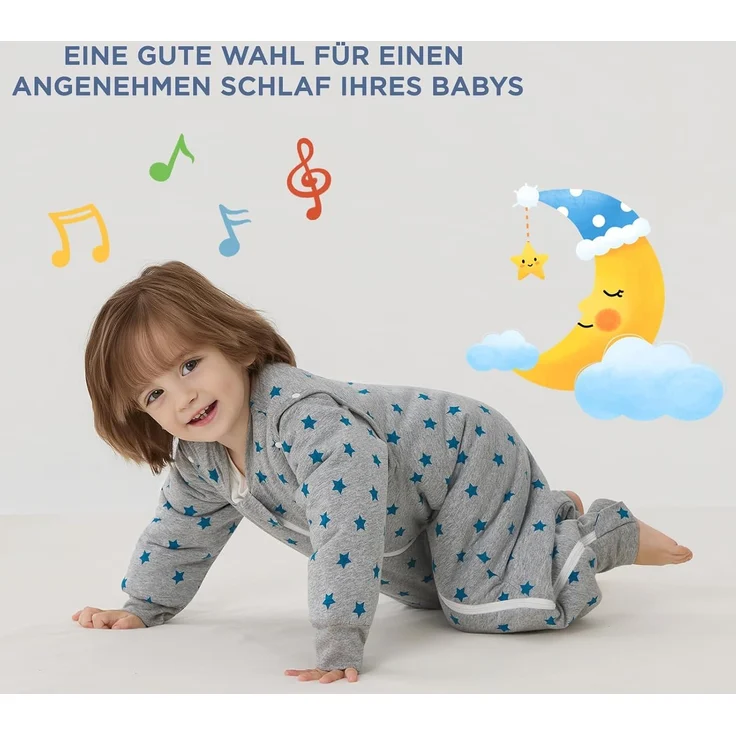 Duomiaomiao Baby Schlafsack mit Füßen 3.5 tog, winterschlafsack 100% Baumwolle Baby, Mädchen mit Schlafsack, Cartoon-Laub (Pentagramm/65CM) – Bild 4