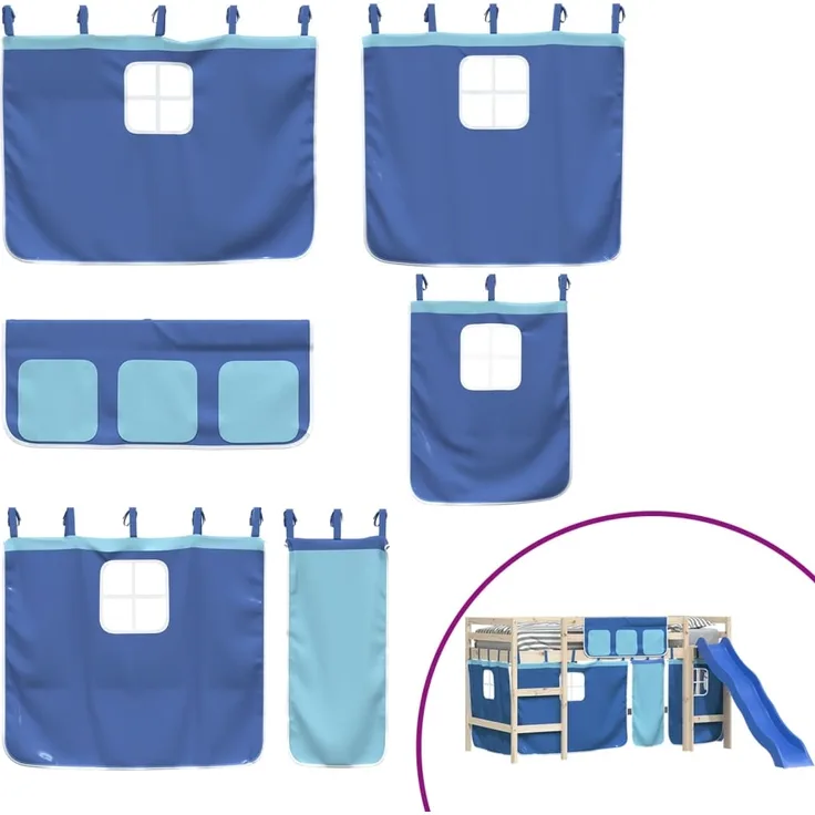 vidaXL Vorhänge für Hochbett Blau Polyester 835914