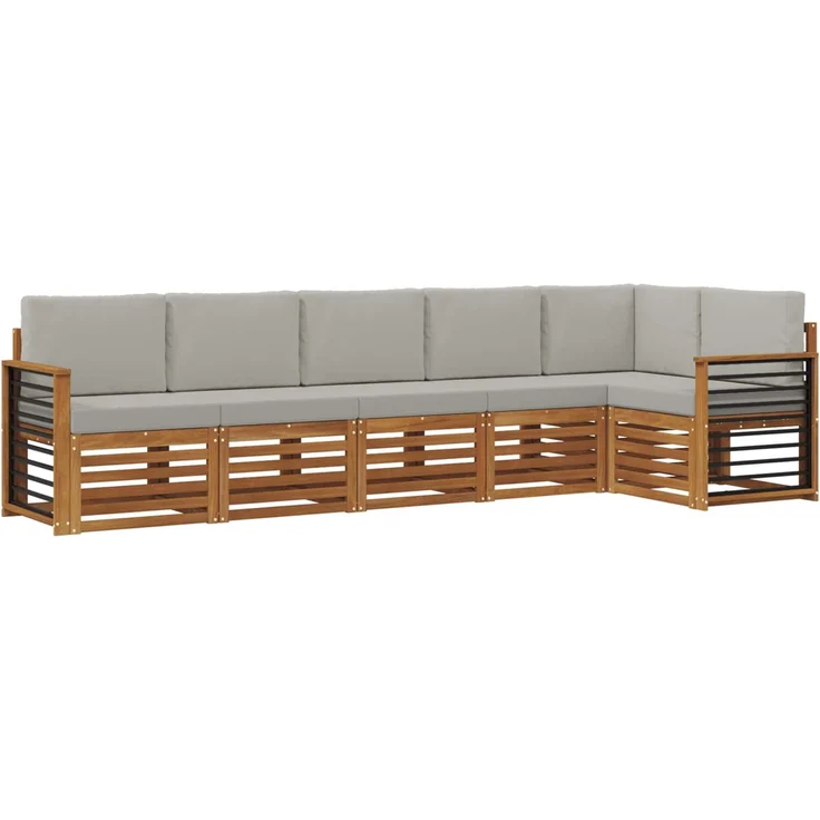 vidaXL Outdoor-Sofagarnitur 6 stk. 6-Sitzer Natur und Hellgrau 3374901 – Bild 2