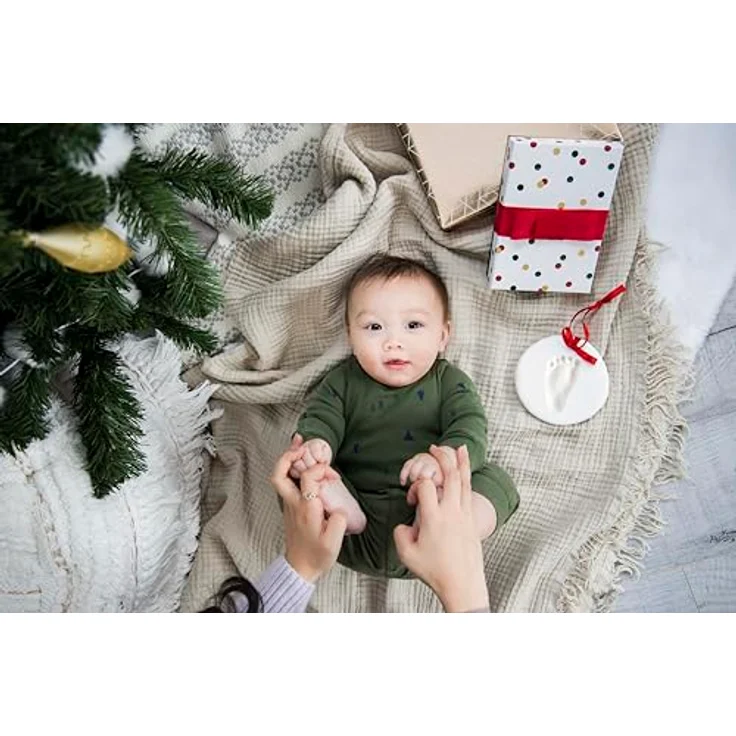 Pearhead Babyprints Handabdruck oder Fußabdruck Andenken Ornament, Weiß, Rond – Bild 6