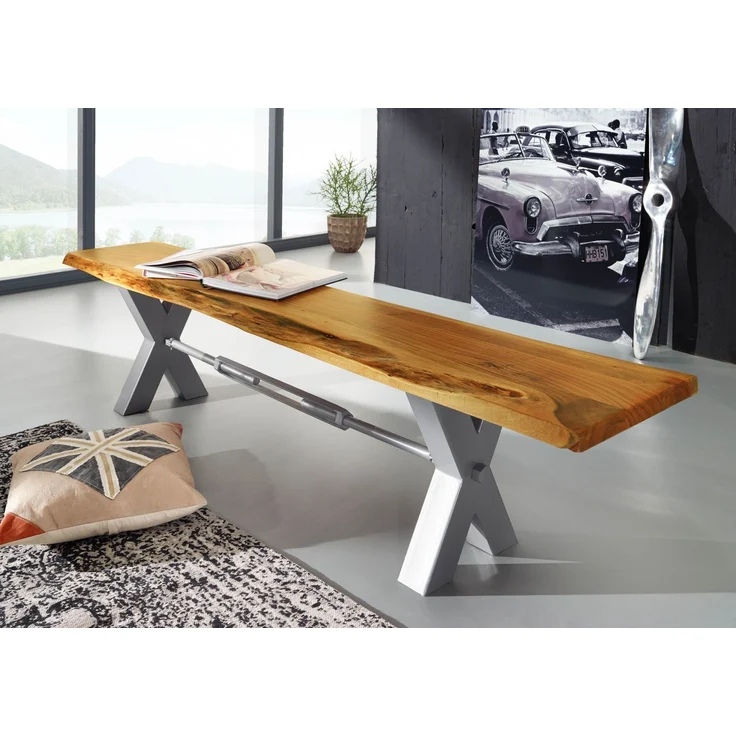 Bank Akazie 200x38x46 natur lackiert IRON LABEL #137 – Bild 8