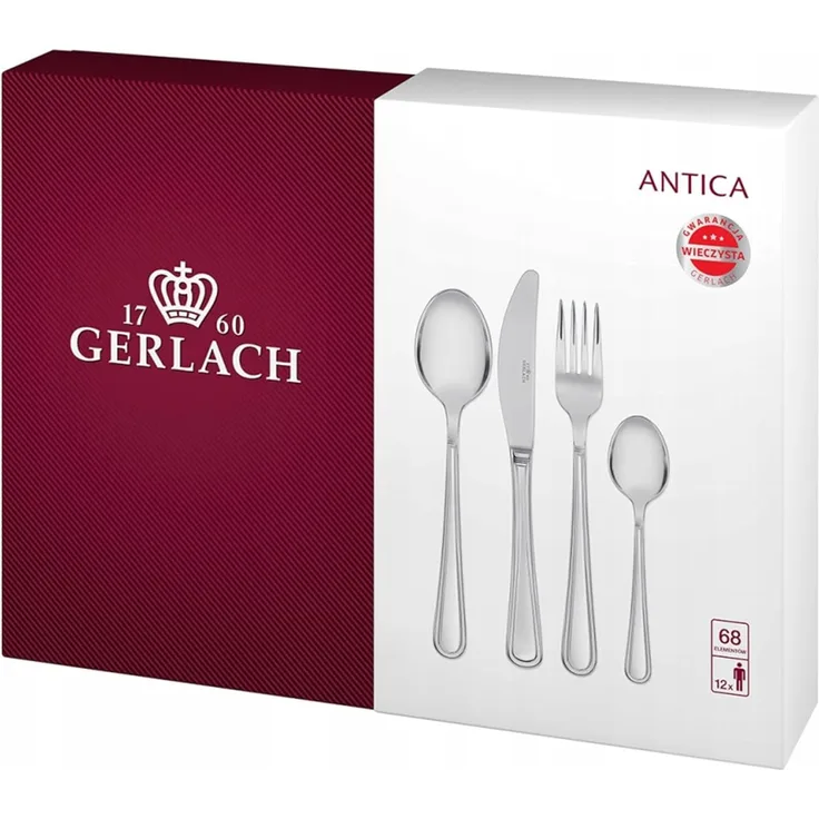 Gerlach Besteck-Set Matt Antica, Edelstahl, Silber, 50 x 37 x 10 cm, 68-Einheiten