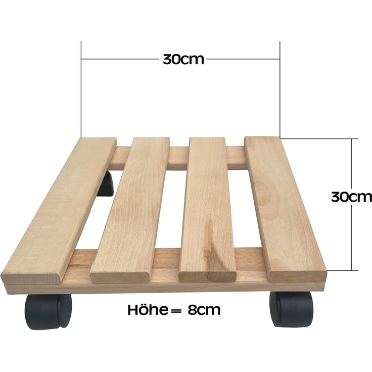 1x Rolluntersetzer eckig Pflanzenroller 30x30 cm - max. 120 kg Traglast - aus Buchenholz - Stabil & robust - Für Pflanztöpfe, Möbel & schwere Gegenstände – Bild 6