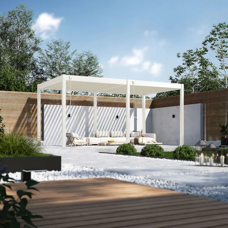 Weide 'Classic' Pergola, freistehend, Aluminium / Stahl weiß, 530 x 300 x 255 cm – Bild 1