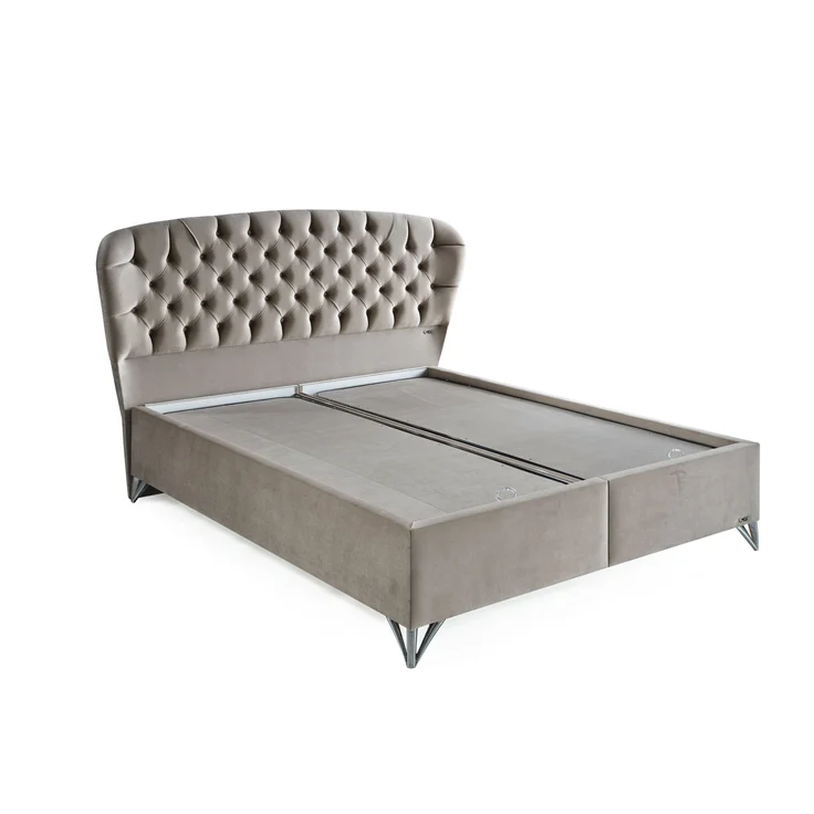 Schlafzimmer-Set "Bellana" – Bett mit Bettkasten und Matratze , Nachttisch, Kommode, Bettbank-Hellgrau – Bild 4